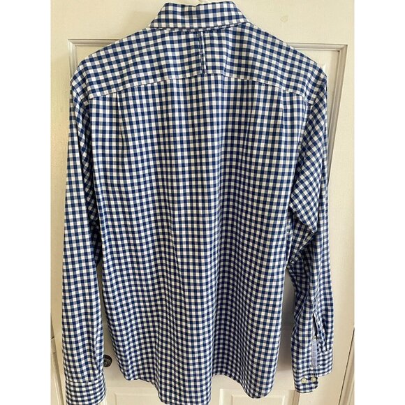 Banana Republic Camden Fit Custom 078 Wash Shirt Sz Medium Blue White Checkered - Picture 3 of 4